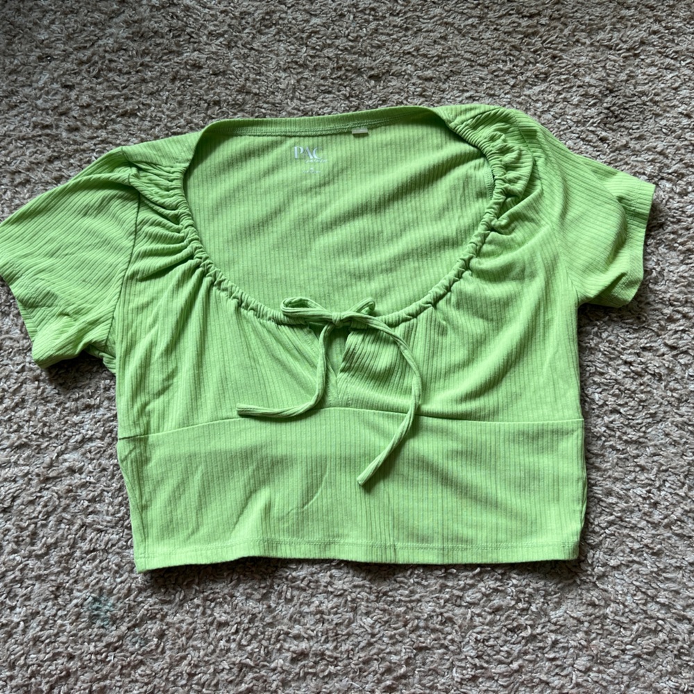 GREEN PACSUN TIE CROP TOP